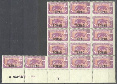 Chad 1922 Animals x 17, overprint, MNH AG.068 foto