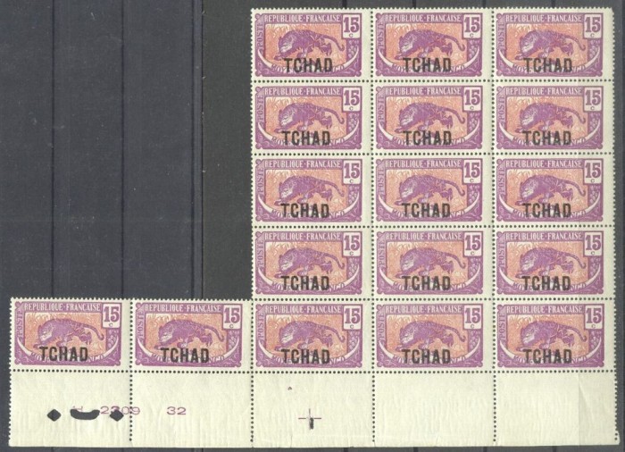 Chad 1922 Animals x 17, overprint, MNH AG.068