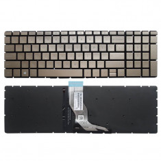 Tastatura laptop HP Pavilion 15-bs007nq champagne fara rama cu iluminare colturi drepte foto