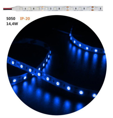 Banda LED 14.4W m 12V IP20 lumina albastra Lumen Adeleq 05-34129 albastru foto