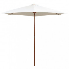 Umbrelă de soare cu stâlp de lemn 270 x 270 cm, alb crem