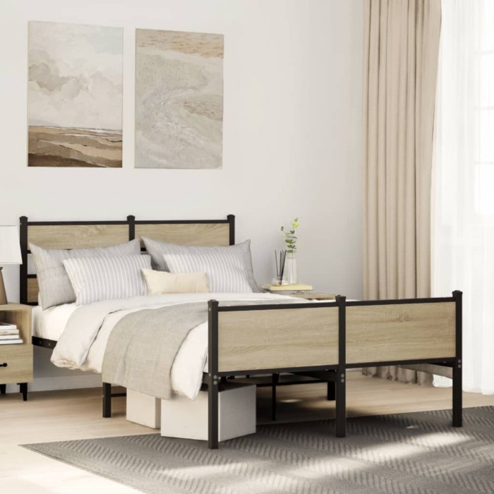 vidaXL Cadru pat fără saltea stejar sonoma 120x190 cm, lemn prelucrat 4017287
