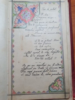 agenda ce a apartinut unui artist 1918 - picturi,poezii,desene,etc foto