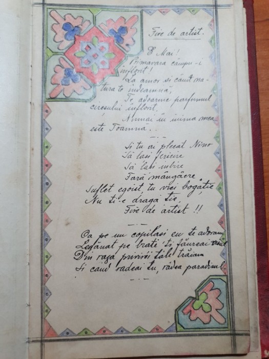 agenda ce a apartinut unui artist 1918 - picturi,poezii,desene,etc