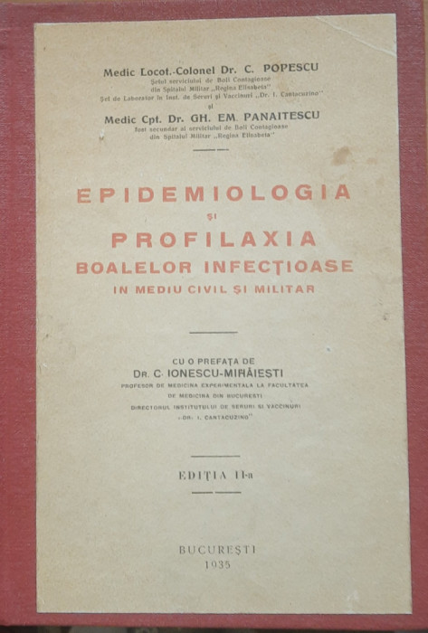 Epidemiologia și profilaxia bolilor infectioase - Popescu/ Panaitescu,1935