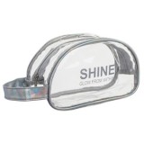 Portfard transparent cu margine argintie holografică și m&acirc;ner, 20x9x12 cm, CMCLASS