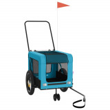 Cumpara ieftin Remorca bicicleta animale companie, albastru/negru, oxford/fier