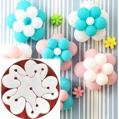 Set 5 x Suport pentru Baloane, Care Formeaza o Floare, cu Doua Straturi, pentru 11 Baloane, 8x8cm, 4.6g
