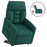 VidaXL Fotoliu electric rabatabil cu ridicare, verde &icirc;nchis, textil