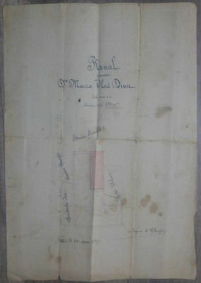 Planul proprietatei dnei Maria Vlad Dinu// facut la 24 maiu 1898 foto