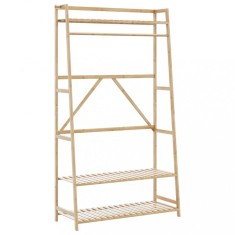 Gossi cuier pentru haine cu rafturi, 110x40x180 cm, bambus