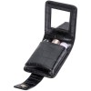 Portfard compact din piele pentru rujuri, cu oglinda si inchidere cu capsa, elegant si practic - Negru, Oem