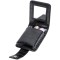 Portfard compact din piele pentru rujuri, cu oglinda si inchidere cu capsa, elegant si practic - Negru