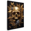 Tablou Canvas Craniu Frunze Aurii 60x90 cm cu Rama, Decor Living/Birou, Auriu/Negru