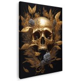 Tablou craniu cu frunze foita de aur 1689 Tablou canvas pe panza CU RAMA 20x30 cm