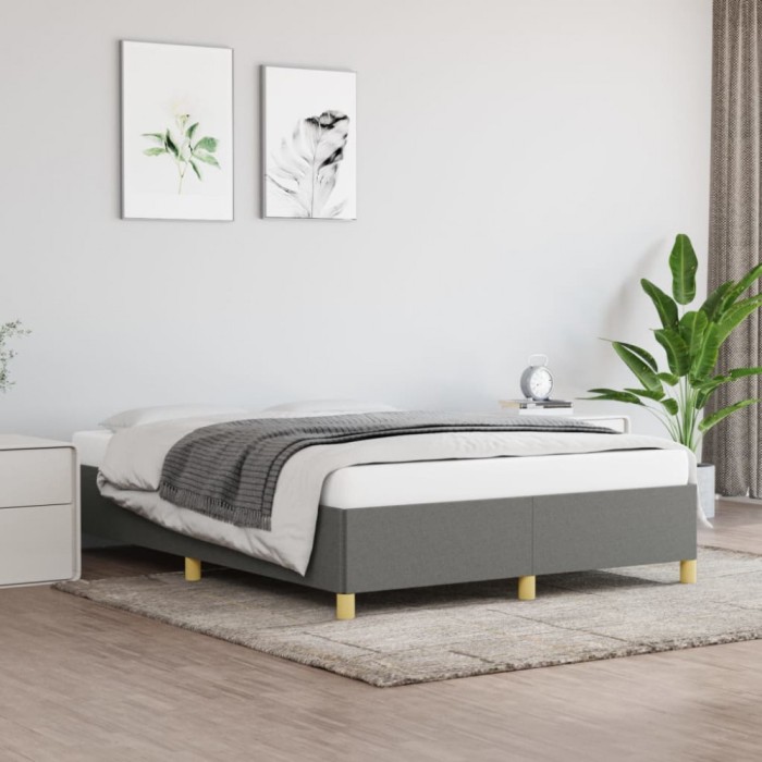 vidaXL Cadru de pat fără saltea, gri &icirc;nchis, 140x200 cm, textil 347166
