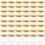 Borcane din sticla pentru gem, capac auriu, 48 buc., 230 ml