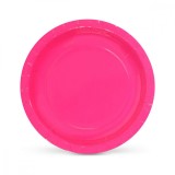 Set 10 farfurii din carton natural, 20 cm, culoare fucsia