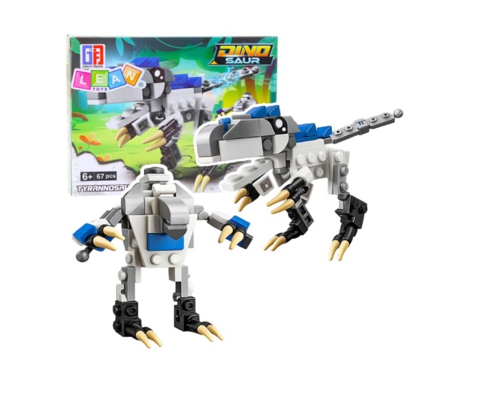 Set de constructii 2 in 1 dinozaur si robot, 67 piese, Lean 24570