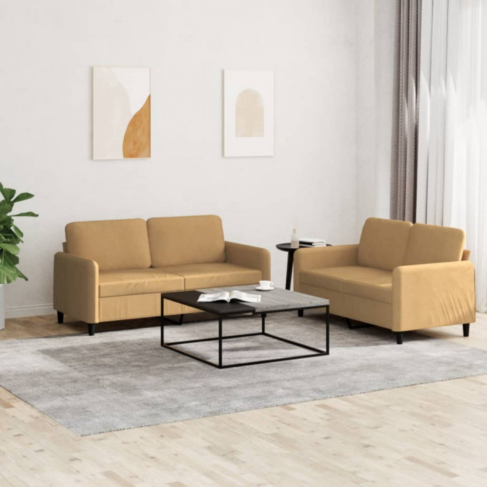 vidaXL Set canapea 2 piese, maro, catifea 3201981