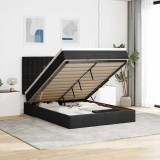 VidaXL Cadru de pat otoman cu saltele, catifea neagră 140x190cm 3313615