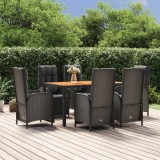 VidaXL Set mobilier de grădină cu perne, 7 piese, negru, poliratan 3185077