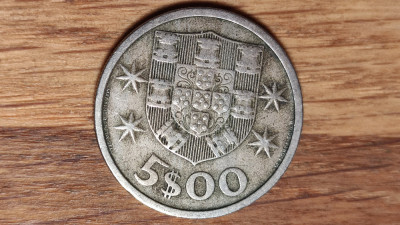 Portugalia - moneda de colectie - 5 escudos 1964 -barca panze- foarte frumoasa ! foto