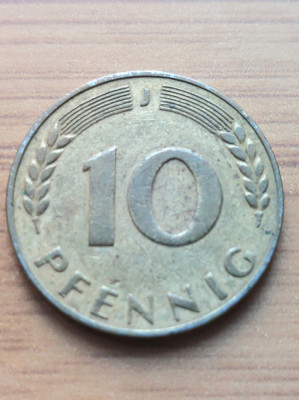 Moneda Germania 10 Pfennig 1949 J foto