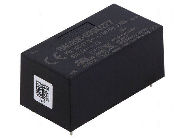 Convertor AC/DC 20W 5V 4000mA 80% PCB 4000V