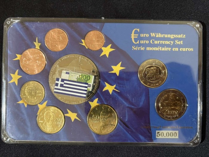 Euro set - Grecia 2002-2008 + medalie comemorativă , UNC