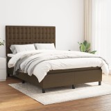 Cumpara ieftin Pat box spring cu saltea, maro &icirc;nchis, 140x200 cm, textil