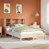 vidaXL Pat cu bibliotecă fără saltea, 140x200 cm, lemn masiv de pin 3322870