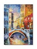 Cumpara ieftin Tablou pictat manual living, hol, birou, dormitor, Peisaj venetian cu gondole, 70x50cm ulei pe panza in cutit efect 3D, gata de expus pe perete