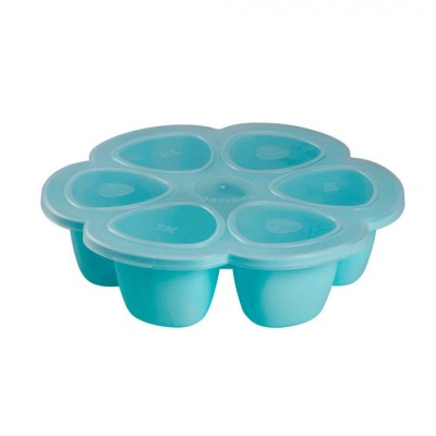 Recipient ermetic silicon multiportii 6x150 ml Beaba Blue foto