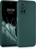 Husa din silicon compatibila cu Xiaomi Redmi 10, silk touch, interior din catifea, Verde inchis, X-Level