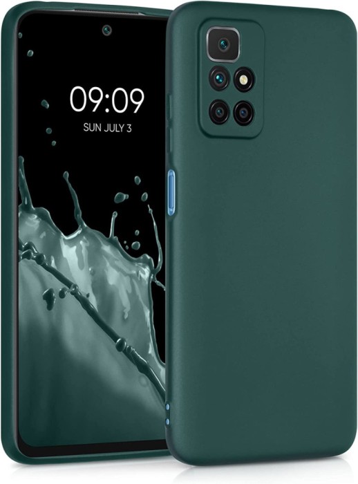 Husa din silicon compatibila cu Xiaomi Redmi 10, silk touch, interior din catifea, Verde inchis