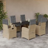 VidaXL Set mobilier pentru grădină, 7 piese, cu perne, bej, poliratan