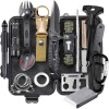 Kit de supravietuire, multifunctional, ideal pentru pentru excursii, camping, drumetii, pescuit, vanatoare, negru, Dactylion