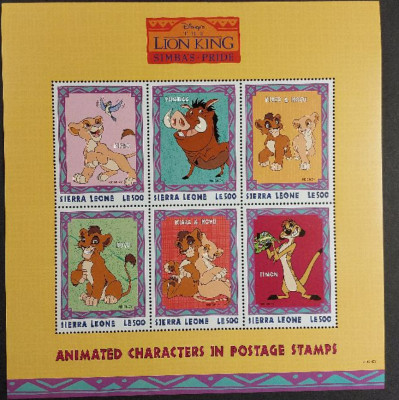 Sierra Leone MNH 1997 - Disney desene animate Lion King - 2 blocuri (vezi descr) foto