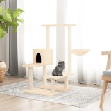 VidaXL Ansamblu de pisici cu st&acirc;lpi din funie de sisal, crem, 94,5 cm