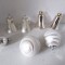 Lot 7 globuri de sticla vintage argintii cu model, decor pom brad Craciun