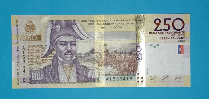 Haiti 250 Gourdes 2004 &#039;Dessalines&#039; UNC serie: A1536416, Comemorativa