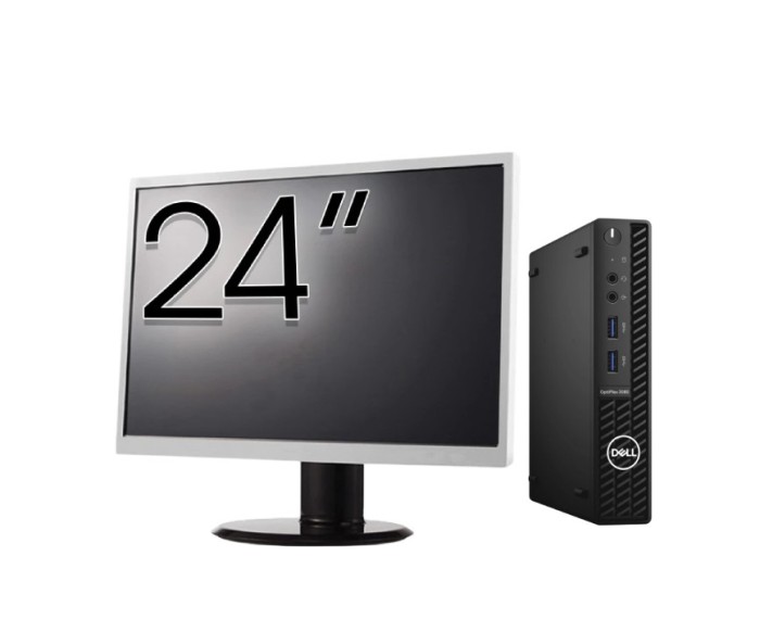 Pachet Calculator Second Hand DELL OptiPlex 3080 MiniPC, Intel Core i5-10500 3.10 - 4.50GHz, 8GB DDR4, 256GB SSD + Monitor 24 Inch NewTechnology Media