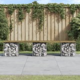 Cumpara ieftin Bancă grădină, design gabion, 203x31x42 cm, lemn pin impregnat