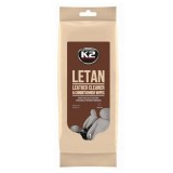 Servetele Curatare Piele Auto K2 Letan, 24 buc, 20x18cm - Curata, Protejeaza, Hidrateaza - Tapiterie Auto, Elemente Piele Naturala