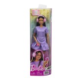BARBIE PAPUSA BARBIE FASHIONISTAS BRUNETA CU ROCHIE MOV DUNGATA CU AUTISM