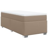 Cumpara ieftin Pat box spring cu saltea, cappuccino, 80x200 cm piele ecologica
