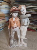 Bibelou Ceramica Baieței Supărați, Porțelan Curtea de Argeș, H=21cm, Vintage Made in Romania