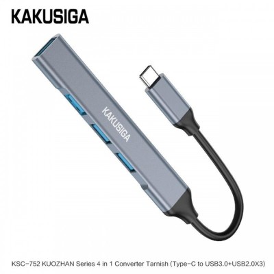 Hub USB 4in1 cu mufa Tip-C Kaku KSC-752 1xUSB-A 3.0 + 3xUSB-A 2.0, Gri foto