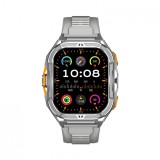 Cumpara ieftin Smartwatch iSEN X5, Gri, Bratara din silicon, AMOLED 1.96 , Ritm cardiac, SpO2, Monitorizare stres, 100+ moduri sport cu GPS, Apel Bluetooth, 530 mAh,